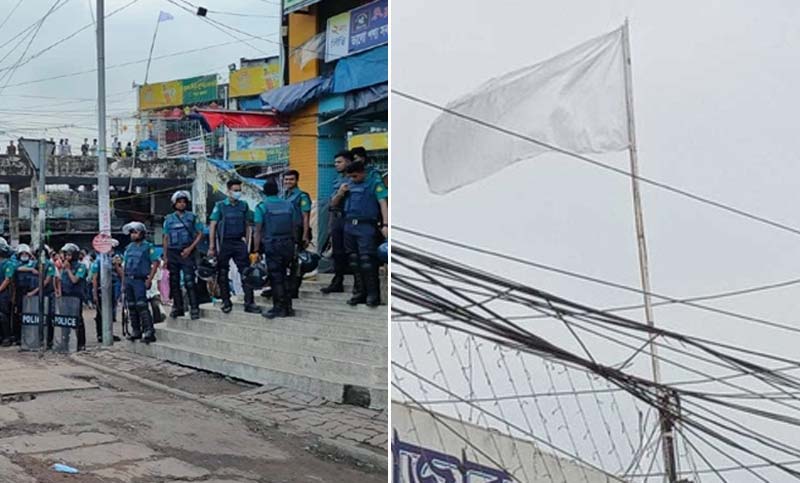 শান্তি ফেরাতে নিউ মার্কেটে উড়ল সাদা পতাকা