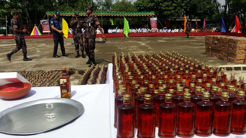 সিলেটে জব্দ করা ৫ কোটি টাকার মাদক ধ্বংস